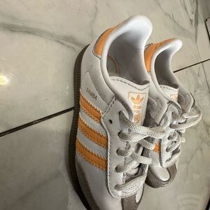 Adidas Kids Samba White and Orange Sneakers